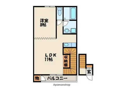 エスポワールA(1LDK/2階)の間取り写真