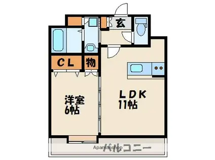 グランロージュ(1LDK/2階)の間取り写真