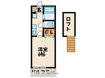 ステーションコーポ福間(1K/2階)の間取り写真