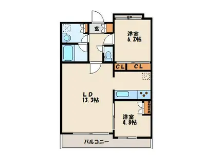 プライムメゾン セントラルパーク(2LDK/11階)の間取り写真