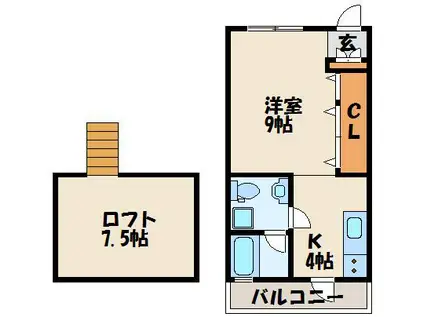 MEER HOUS(1K/2階)の間取り写真