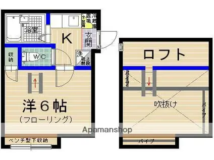 エムビル香椎参道A棟(1K/1階)の間取り写真