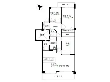 アーサー新宮パークシティ・デュエーロ(3LDK/3階)の間取り写真