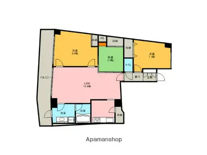 アイランドシティインフィニガーデンサウス棟(3LDK/11階)の間取り写真