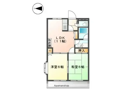コスモヒルズ(2LDK/2階)の間取り写真