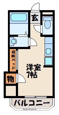 エスポアール古賀(1K/2階)の間取り写真