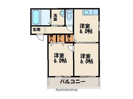 グランシード三苫(2DK/2階)の間取り写真