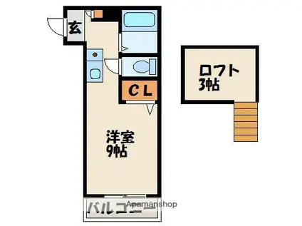 風雅1号館(ワンルーム/1階)の間取り写真