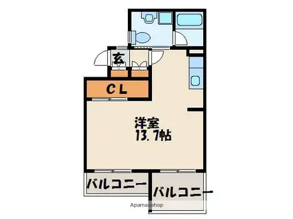 TMツインコート(ワンルーム/1階)の間取り写真