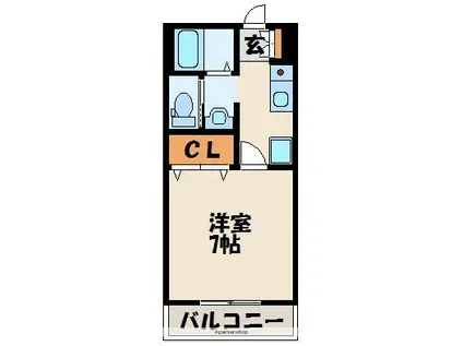 ラリーグラス22(1K/6階)の間取り写真