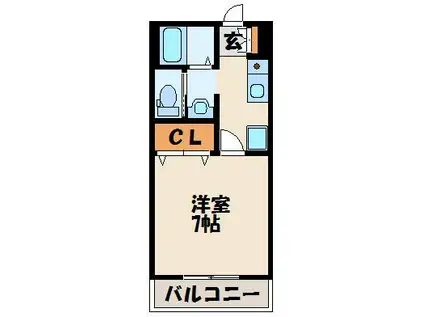 ラリーグラス22(1K/3階)の間取り写真