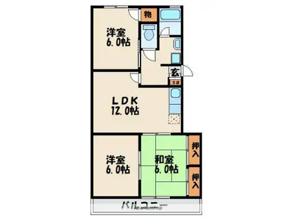 グリンピア香住(3LDK/3階)の間取り写真
