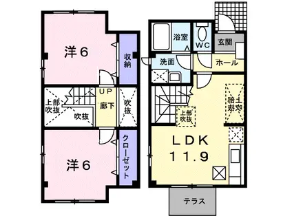 プロディジューラヴィ(2LDK/1階)の間取り写真
