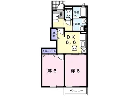 サニーハウス東高陽台A棟(2DK/1階)の間取り写真