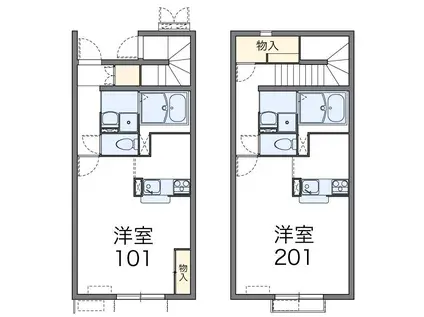 レオネクストラーラⅡ(1K/2階)の間取り写真