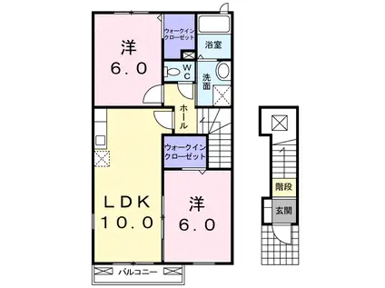 グレース城西ヶ丘A(2LDK/2階)の間取り写真