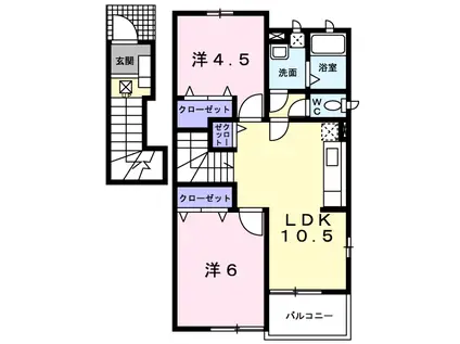 プラークティコⅢ(2LDK/2階)の間取り写真