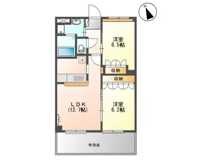 サンライズノアⅡ(2LDK/1階)の間取り写真