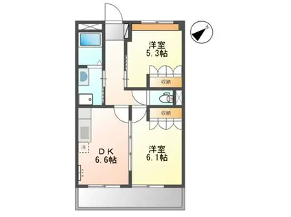 レインボーサンリッチ(2DK/2階)の間取り写真