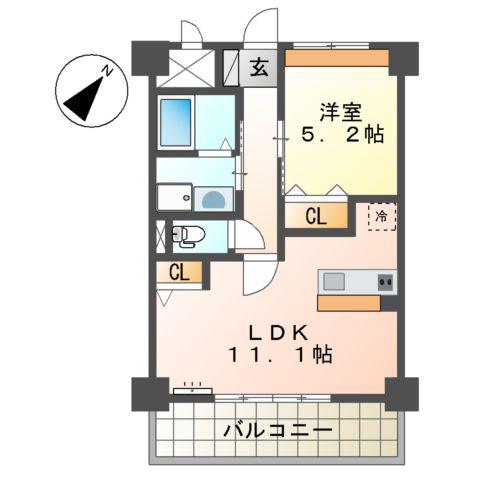 アーバンライフ松島(1LDK/5階)の間取り写真