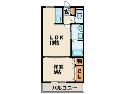 東郷ハイツ(1LDK/2階)の間取り写真