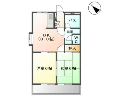 コーポイマージュA棟(2LDK/2階)の間取り写真