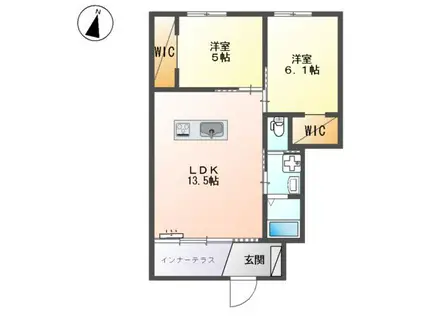 CASA ESTE (2LDK/1階)の間取り写真