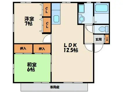 オラクルハウス A棟(2LDK/2階)の間取り写真