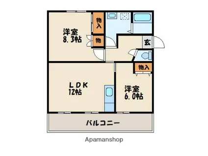 RJRクオーレ東郷駅前(2LDK/1階)の間取り写真