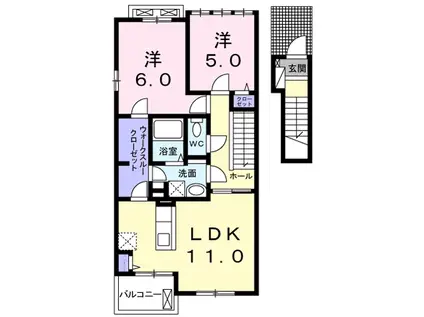 サンリット ヒルズA(2LDK/2階)の間取り写真