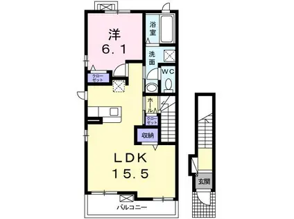 KSコート 宗像(1LDK/2階)の間取り写真