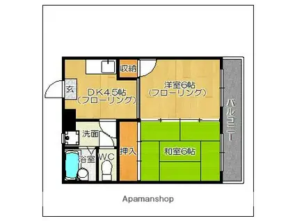 アーバン多の津(2DK/1階)の間取り写真