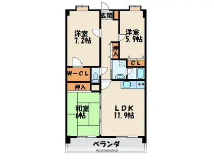 ルシオーレ(3LDK/4階)の間取り写真