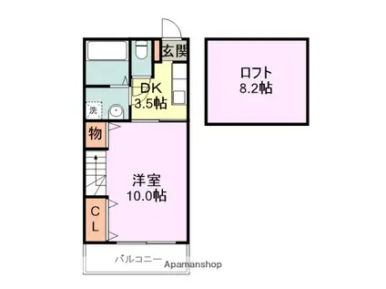 Fガーデン教育大前2(1K/2階)の間取り写真
