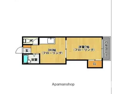 フジノビルサンフォーカス(1DK/2階)の間取り写真