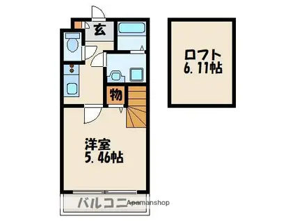 メゾンクレール福工大前(1K/2階)の間取り写真