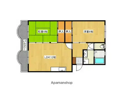 ハイム多々良川(2LDK/2階)の間取り写真