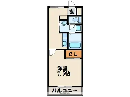 ピュアリビエール(1K/1階)の間取り写真
