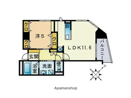 香椎駅前レジデンス(1LDK/4階)の間取り写真