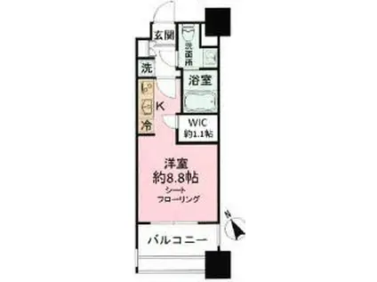 パークアクシス福岡県庁前(ワンルーム/8階)の間取り写真