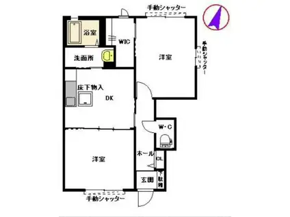 パンセレイノンB棟(2LDK/2階)の間取り写真