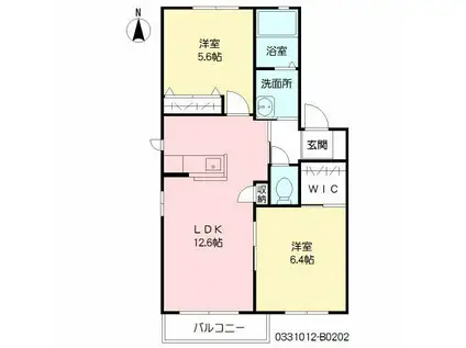 ヴィサージュ本城 B棟(2LDK/2階)の間取り写真