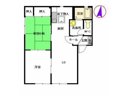 ヴェルドミールB棟(2LDK/1階)の間取り写真