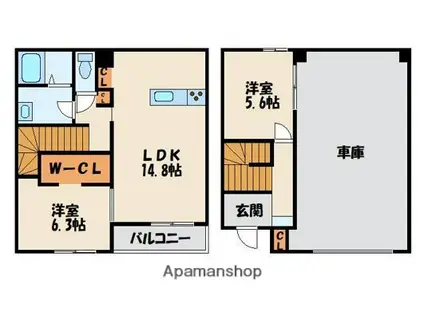 ラグナ・セカGARAGE02(2LDK/1階)の間取り写真