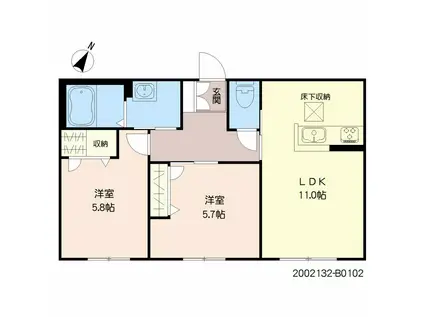シャーメゾン徳重B棟(2LDK/1階)の間取り写真