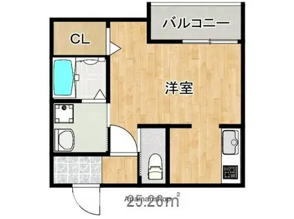 クードシャンスⅦ(ワンルーム/1階)の間取り写真