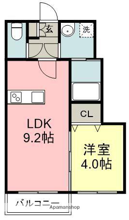 ラフォーレ名残ⅦC(1LDK/1階)の間取り写真