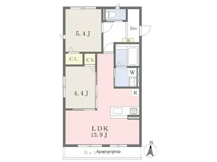 メゾン会田(2LDK/1階)の間取り写真