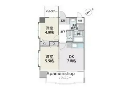 S-FORT箱崎東(2DK/8階)の間取り写真