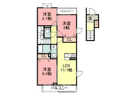 シャルマン青葉(2SLDK/2階)の間取り写真